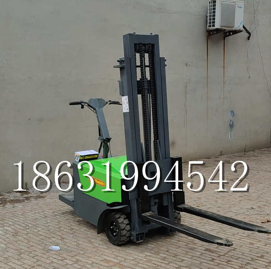 吉林省优程全电动叉车插腿式堆高车液压装卸车1.5吨升高小型站驾式铲车